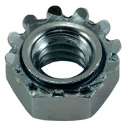 Midwest Fastener External Tooth Lock Washer Lock Nut, 1/4"-20, Steel, Grade 2, Zinc Plated, 100 PK 03820